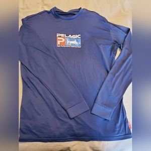 Size m pelagic fishing shirt,  blue,  open air under arm, size medium,fishing